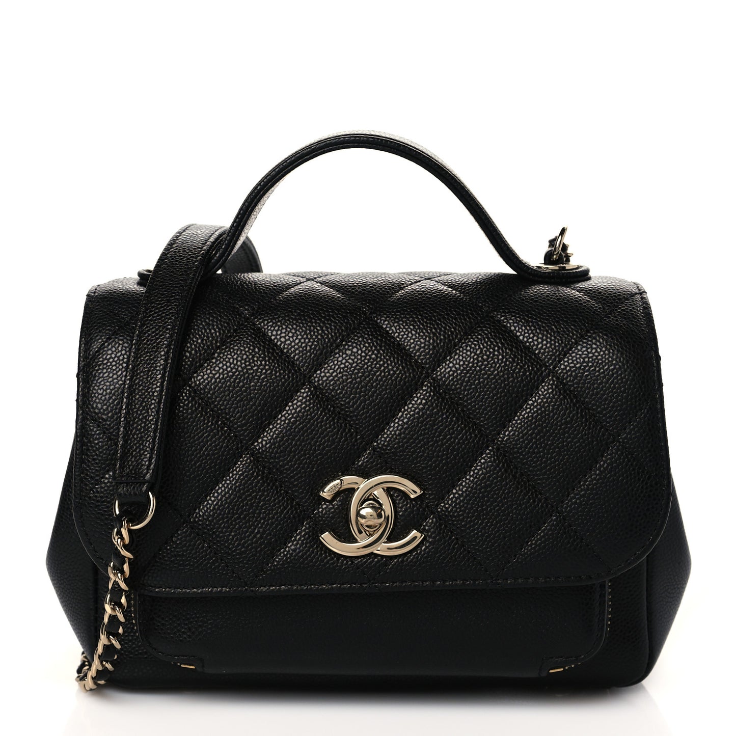 Caviar Quilted Small Business Affinity Flap Black
