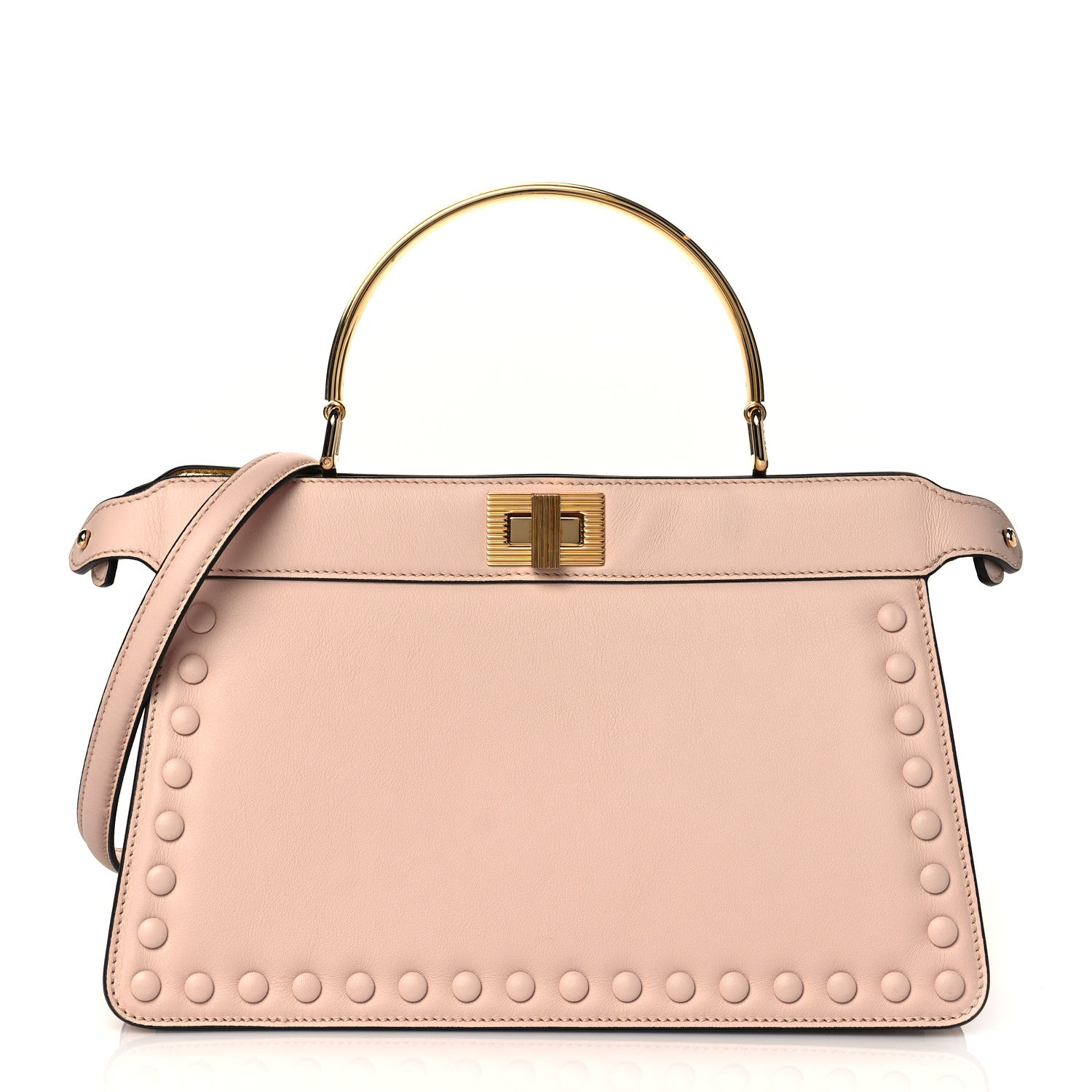 Fendi Vitello King Medium Peekaboo I SEE U East West Satchel Light Rose Gold 1 of 9