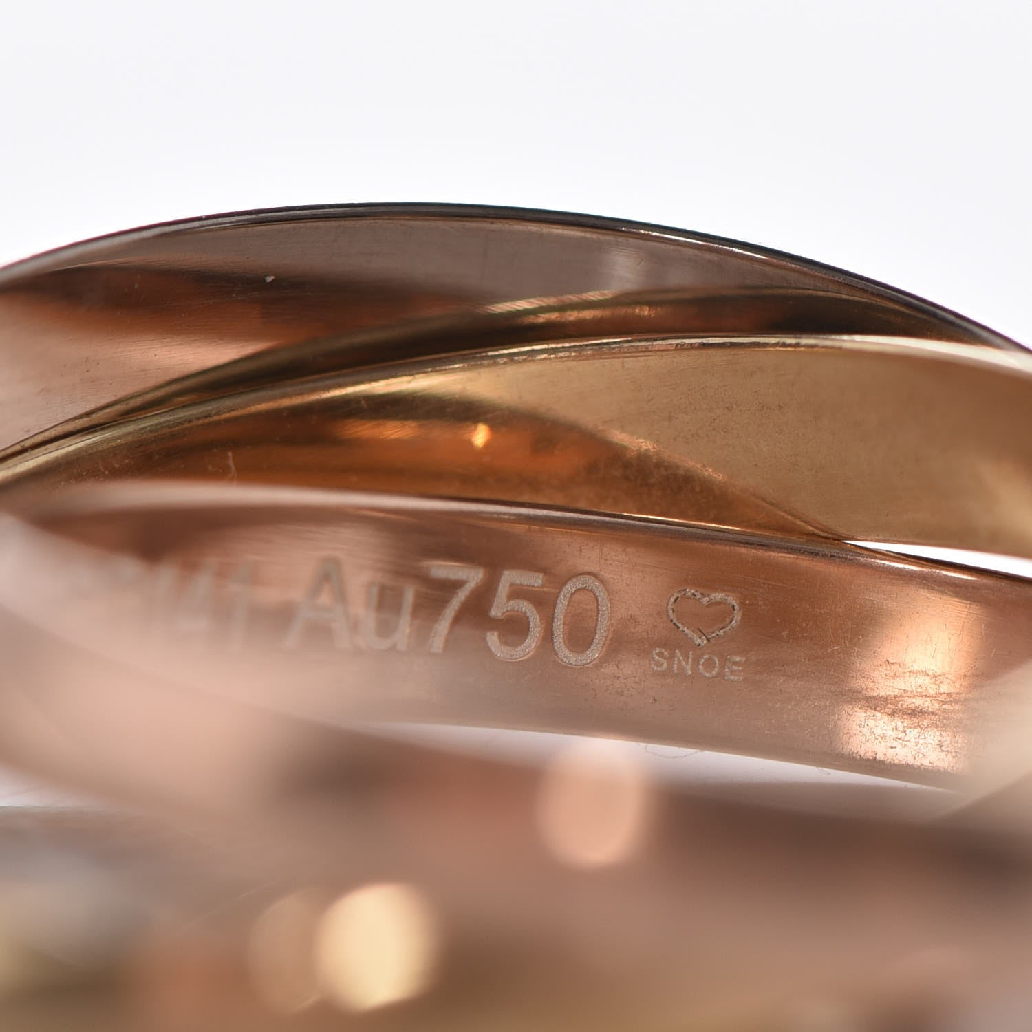 Cartier 18K Pink Yellow White Gold Small Trinity Ring 53 6.25 7 of 8