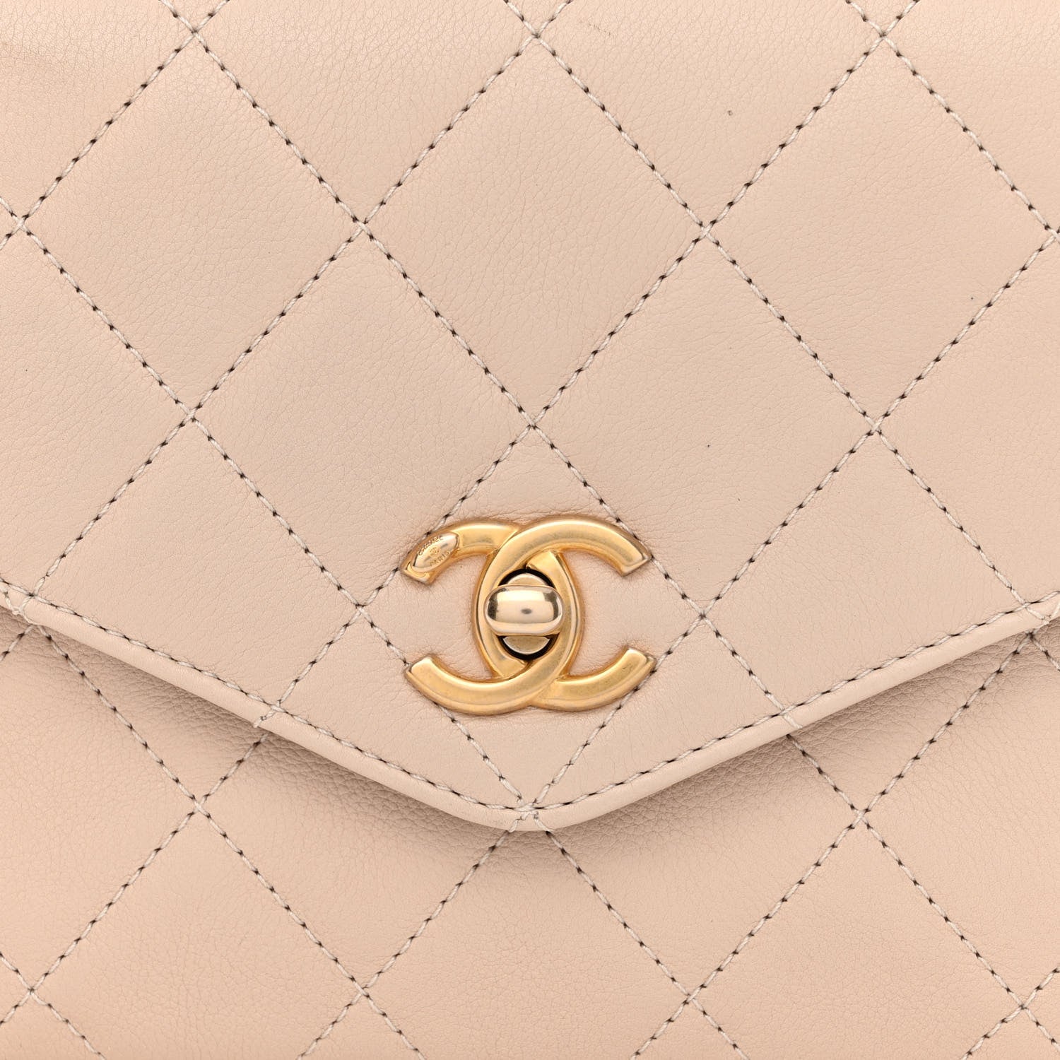 Chanel Calfskin Quilted Metal Small Top Handle Envelope Flap Beige 8 of 10