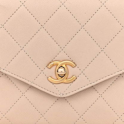 Chanel Calfskin Quilted Metal Small Top Handle Envelope Flap Beige 8 of 10