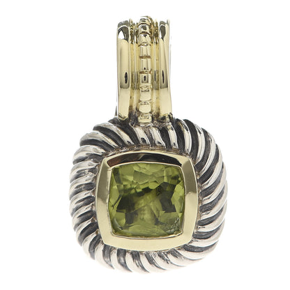 David Yurman Sterling Silver 14K Yellow Gold Peridot 7mm Albion Enhancer Pendant 1 of 4