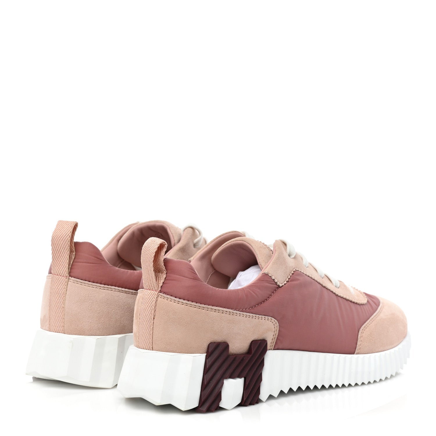 Hermes Parachute Fabric Suede Goatskin Bouncing Sneakers 37 Rose Rose Opaline 4 of 10