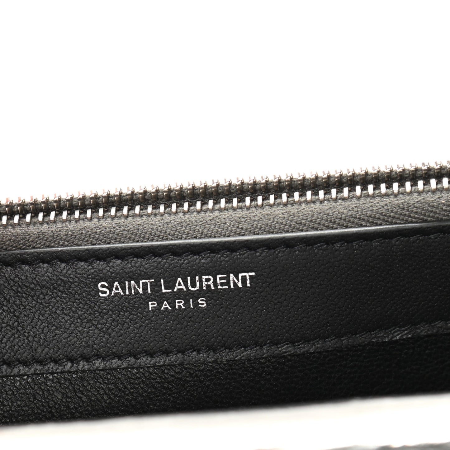 Metallic Crackled Calfskin Kate Monogram Tassel Chain Wallet Argento