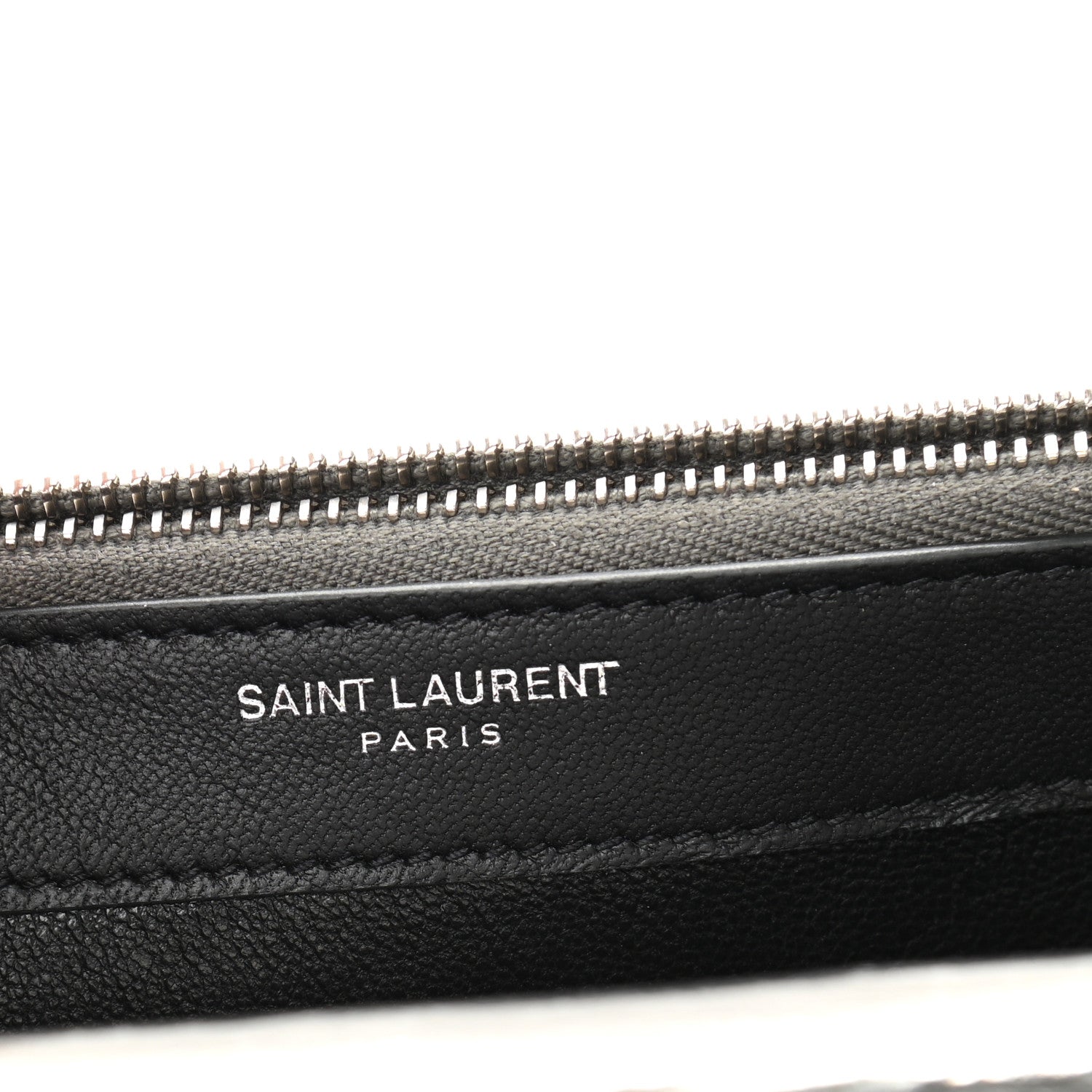 Saint Laurent Metallic Crackled Calfskin Kate Monogram Tassel Chain Wallet Argento 9 of 11