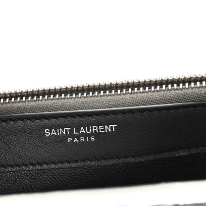 Saint Laurent Metallic Crackled Calfskin Kate Monogram Tassel Chain Wallet Argento 9 of 11