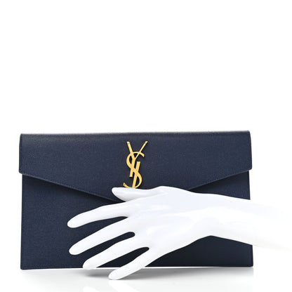 Saint Laurent Grain De Poudre Uptown Pouch Blue Charron 2 of 6