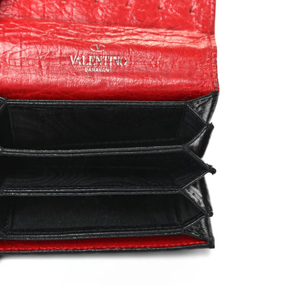 Valentino Garavani Craquele Nappa Rockstud Spike Bi-Fold Card Holder Black 4 of 4