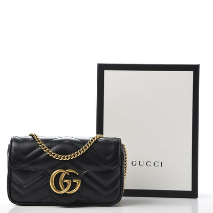 Gucci Calfskin Matelasse Super Mini GG Marmont Shoulder Bag Black 10 of 10