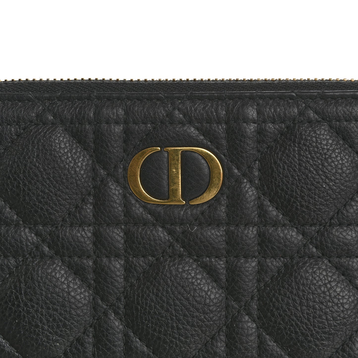 Supple Calfskin Cannage Medium Caro Daily Pouch Black