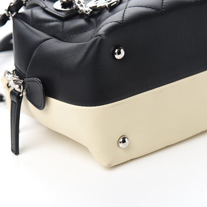 Chanel Calfskin Quilted Feather Weight Bowling Bag Black Ivory 7 of 9
