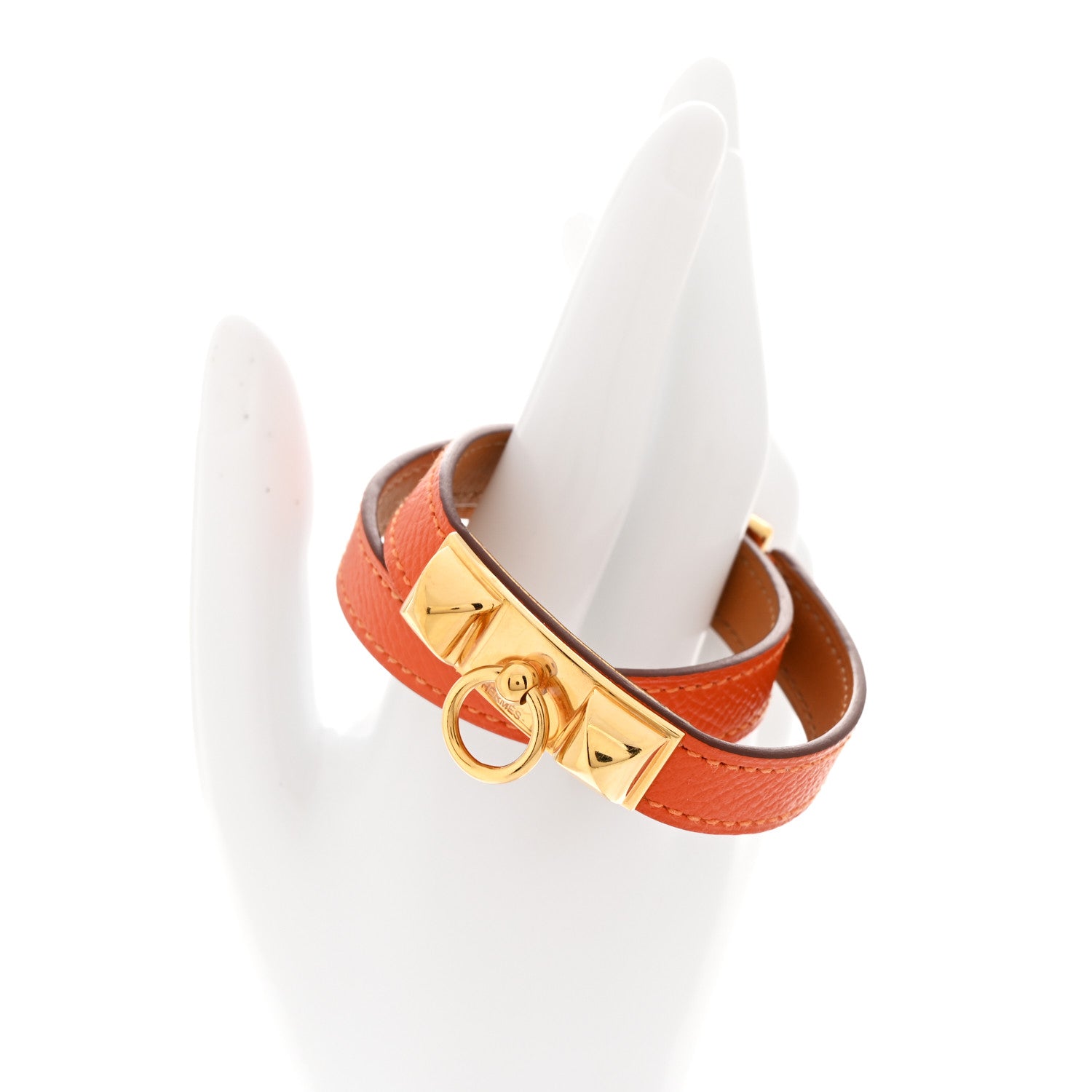 Hermes Epsom Rivale Double Tour Bracelet M Orange 2 of 7