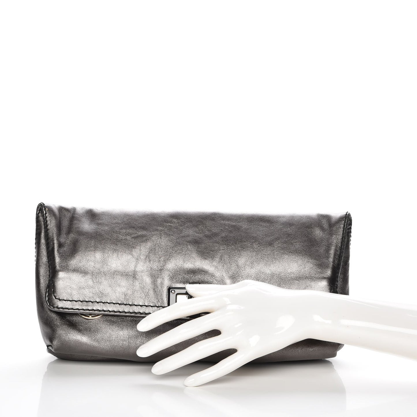 Metallic Lame Happy Clutch Gunmetal