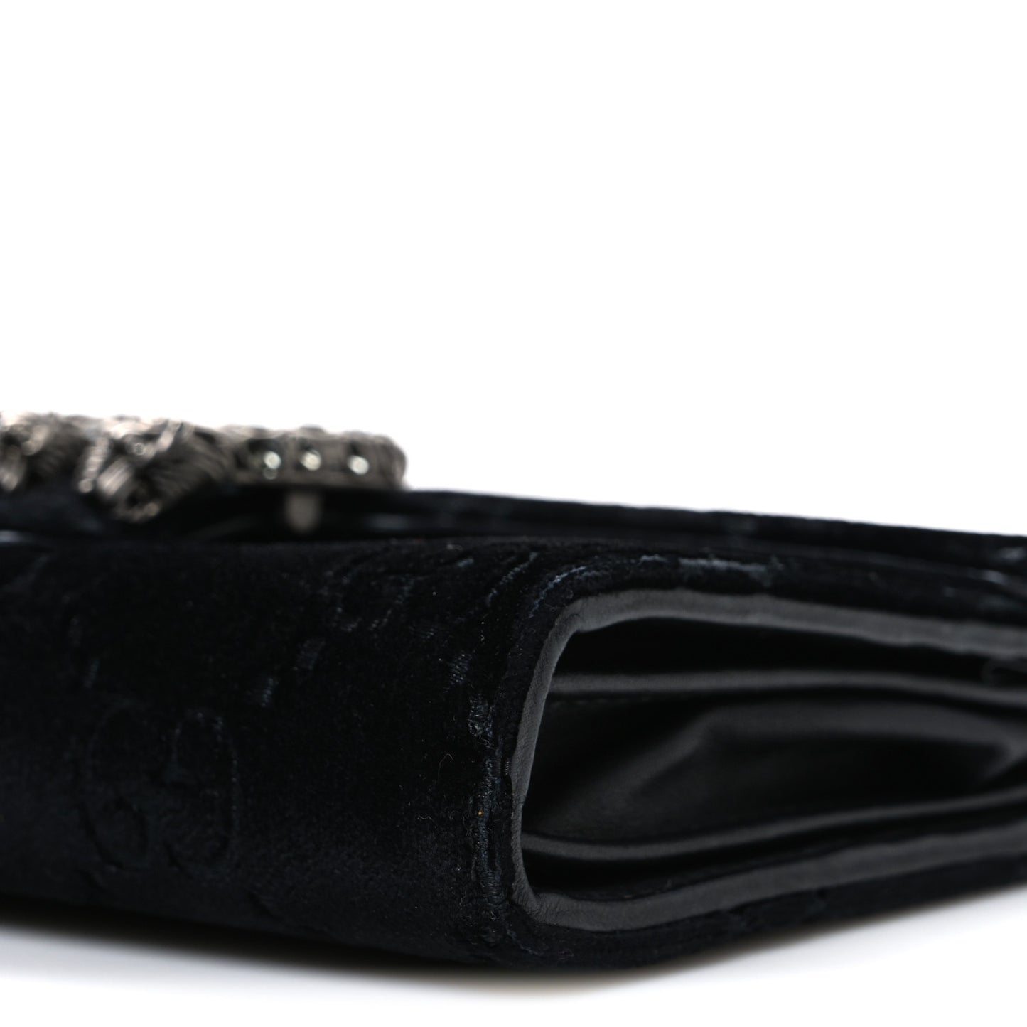 Velvet GG Monogram Mini Dionysus Chain Wallet Black