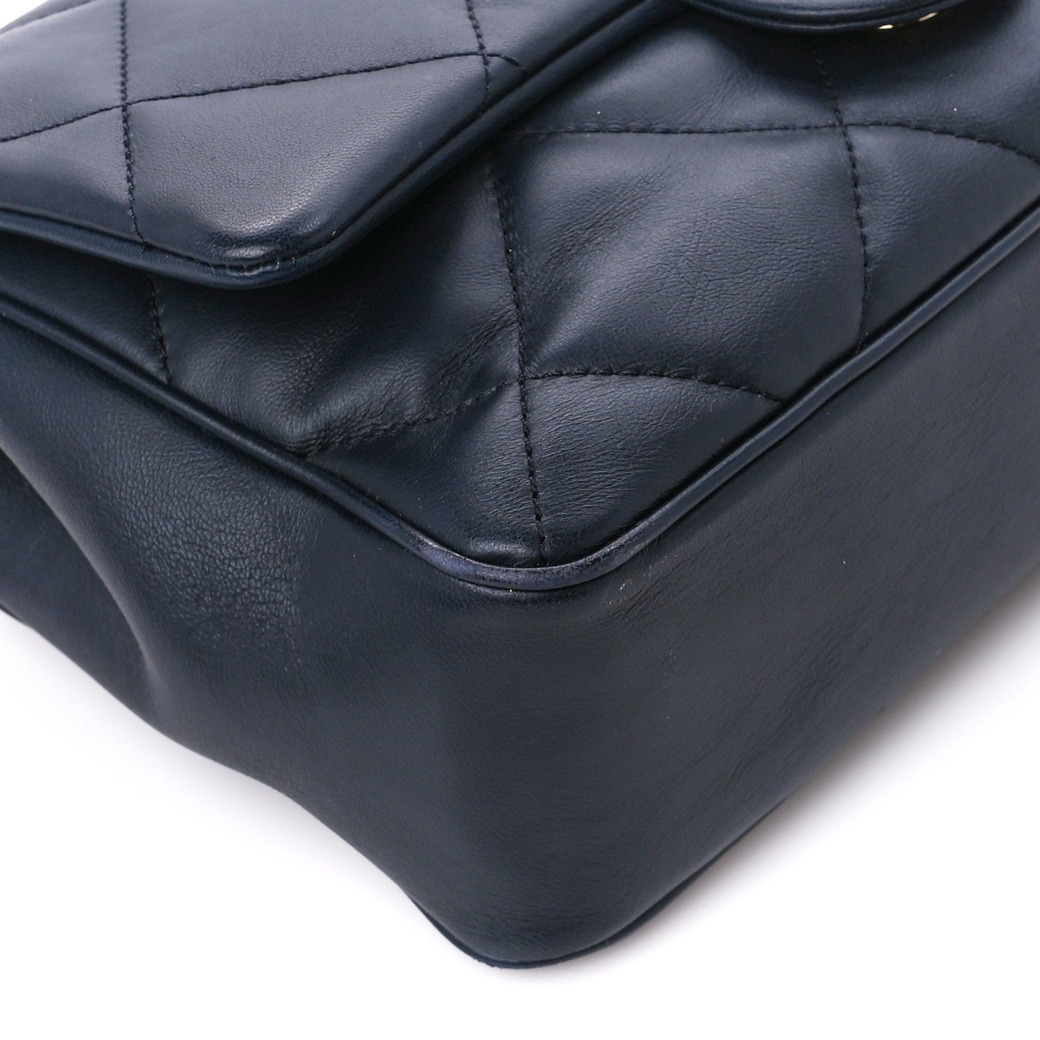Chanel Calfskin Quilted Top Handle Single Flap Navy 10 of 11