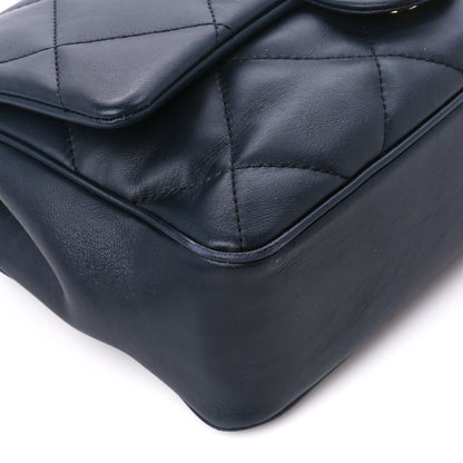 Chanel Calfskin Quilted Top Handle Single Flap Navy 10 of 11