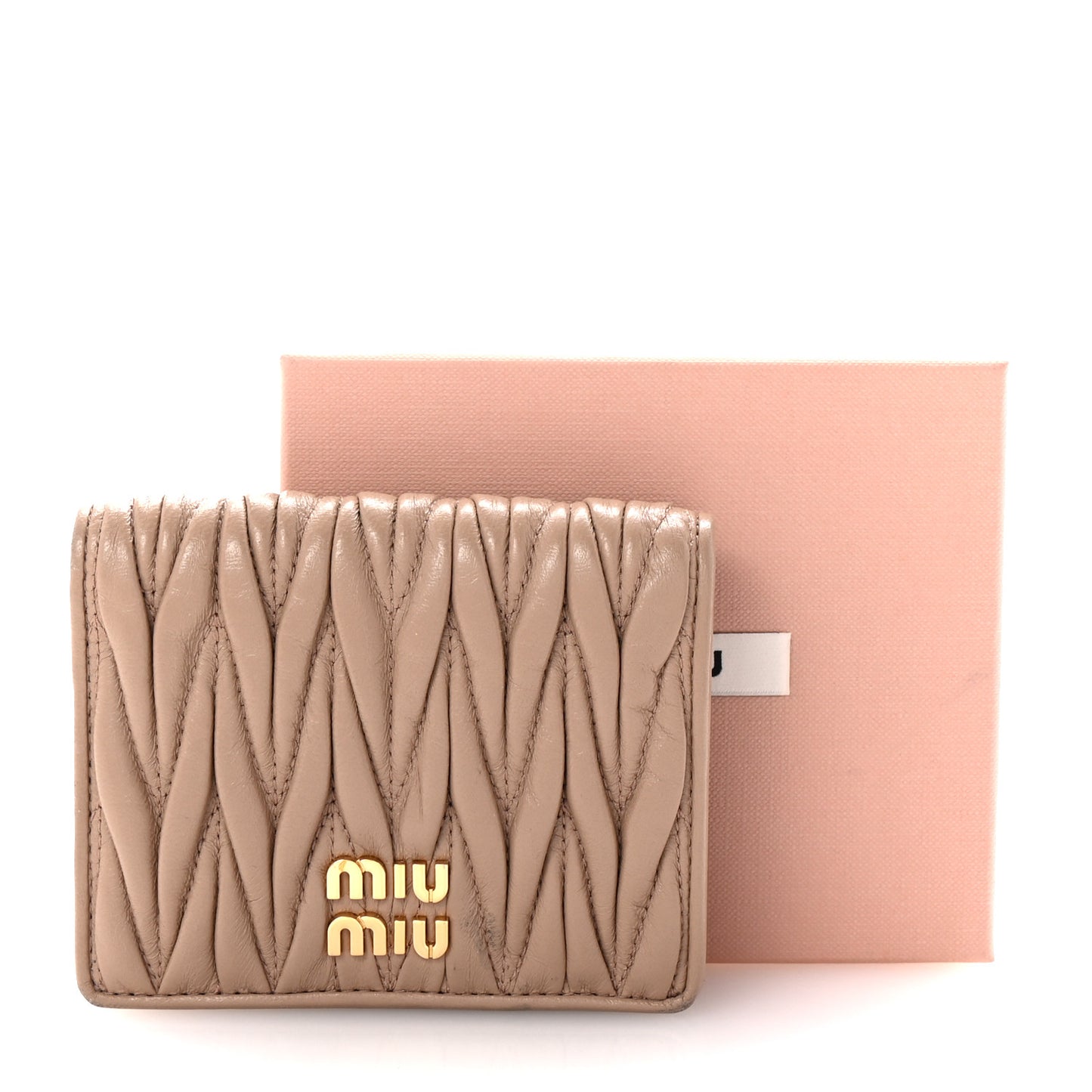 Nappa Matelasse Bi-Fold Compact Wallet Cammeo