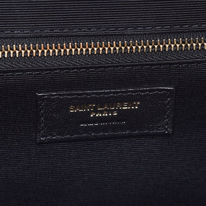 Saint Laurent Grain De Poudre Textured Mixed Matelasse Large Triquilt Monogram Satchel Black 9 of 10