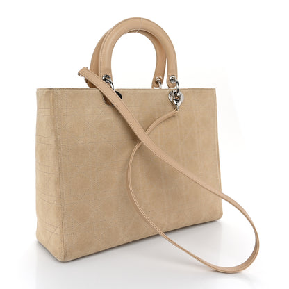 Christian Dior Suede Cannage Large Lady Dior Beige 3 of 10