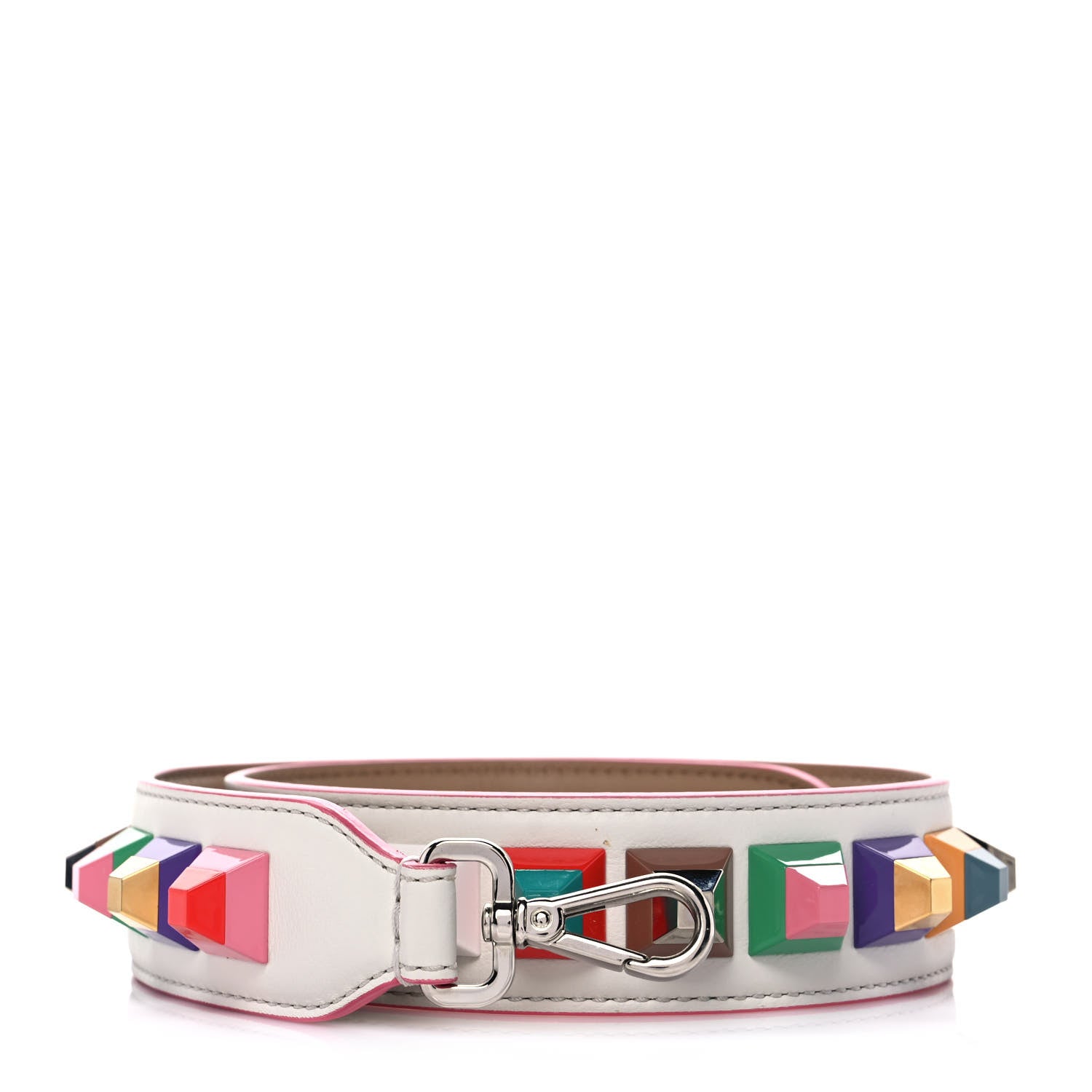 Fendi Vitello Dolce Plexiglass Bi-Color Studded Strap You White Ice Cuoio Multicolor 1 of 4
