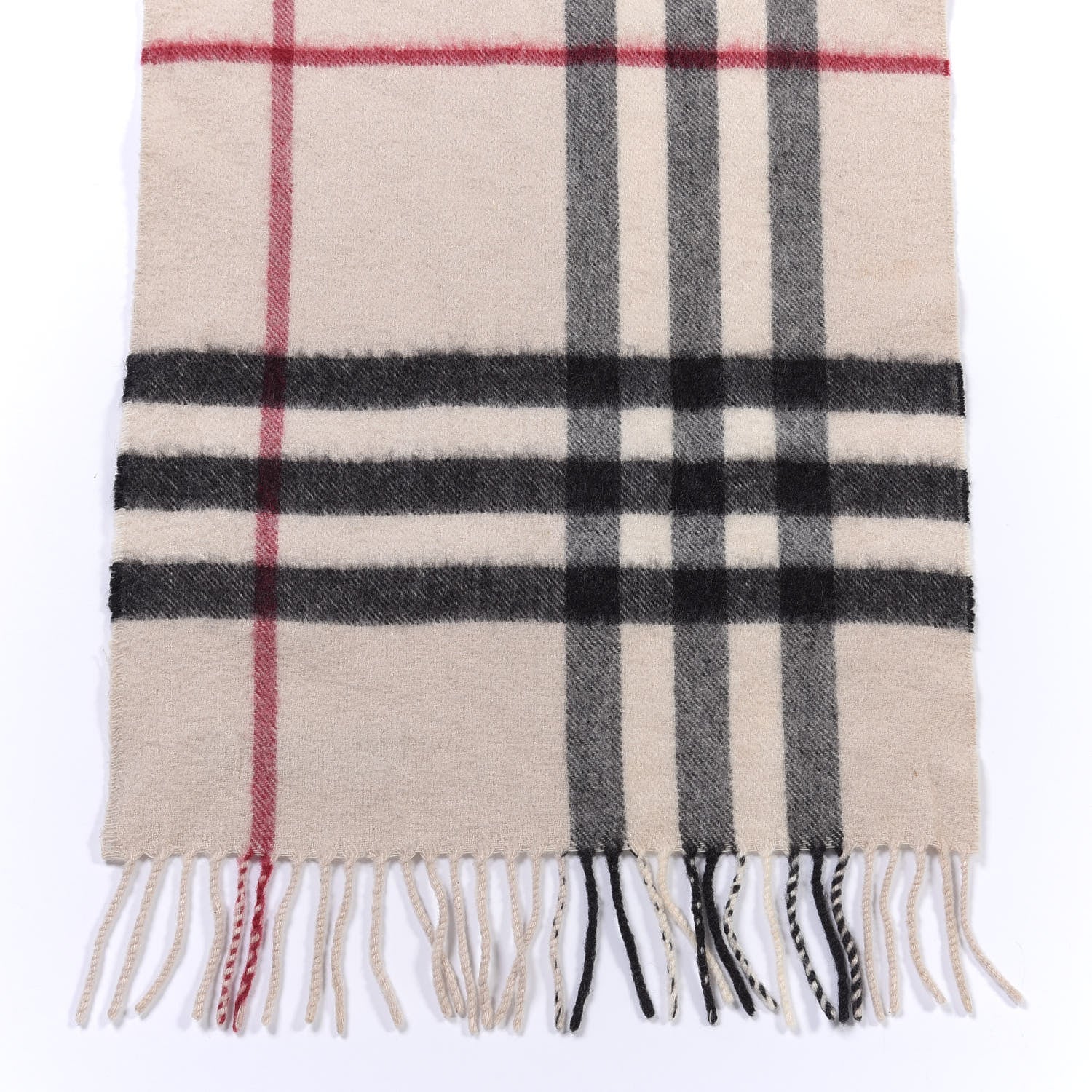 Burberry Cashmere Check Fringe Scarf Stone 3 of 8