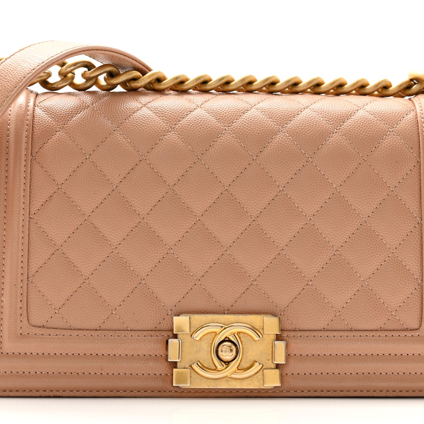 Caviar Quilted Medium Boy Flap Beige