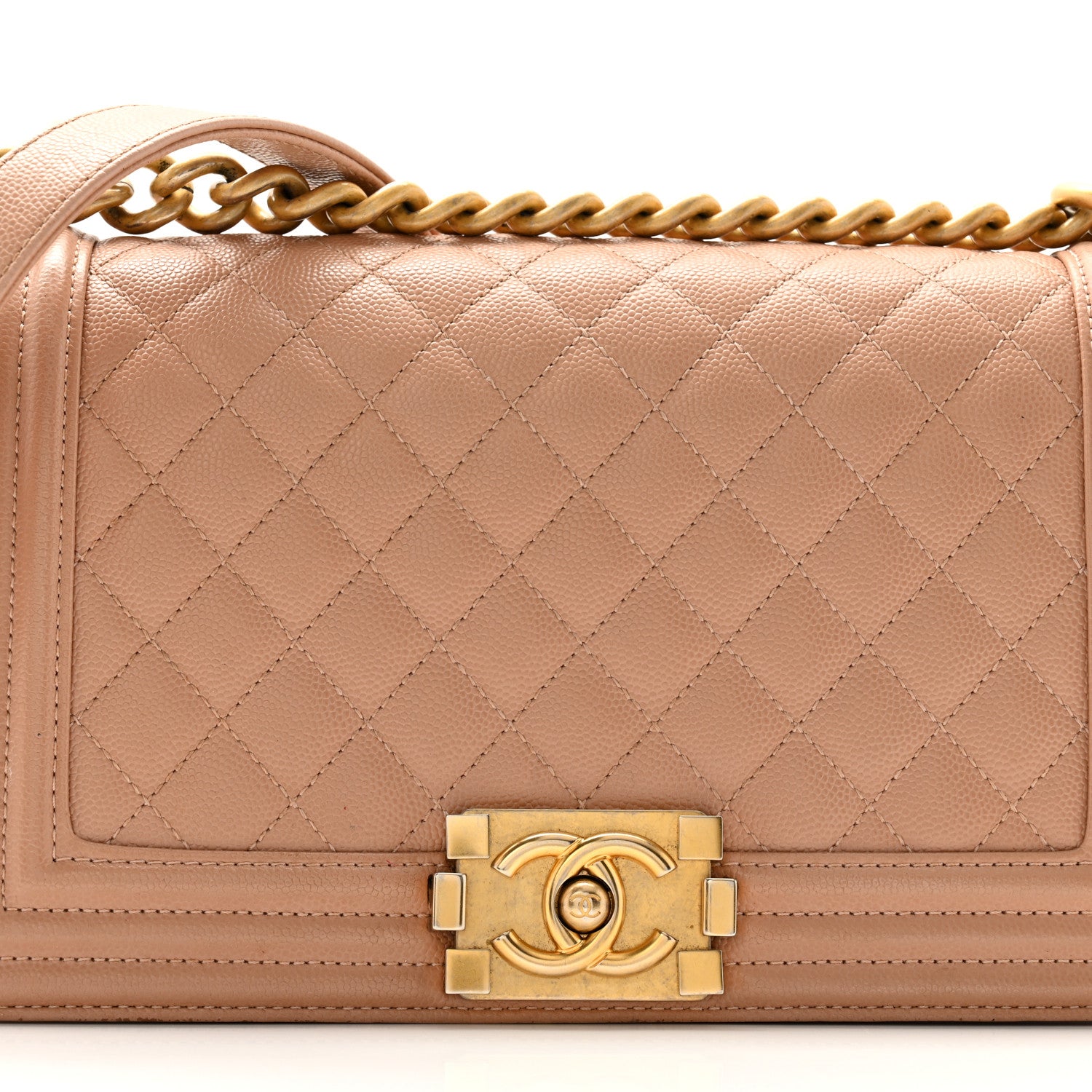 Chanel Caviar Quilted Medium Boy Flap Beige 8 of 11