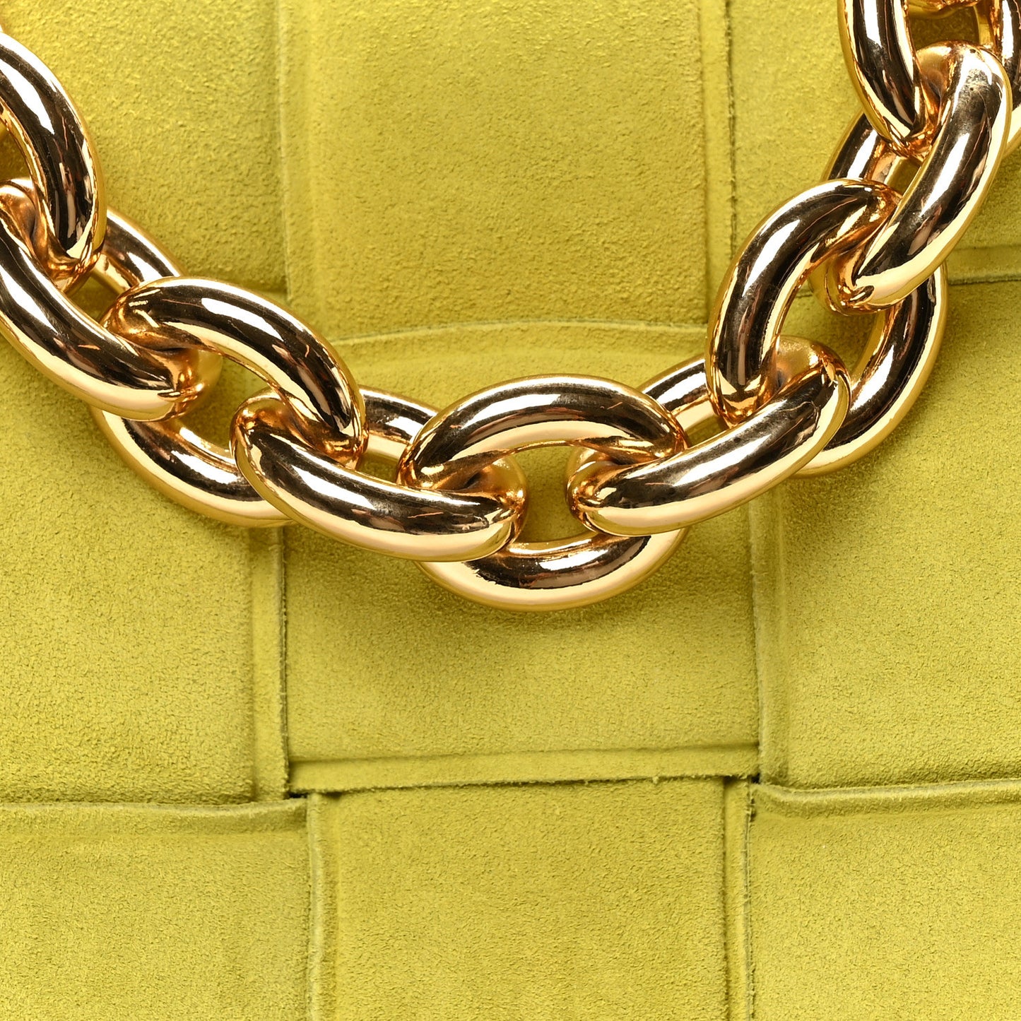 Suede Maxi Intrecciato Padded Chain Cassette Crossbody Bag Kiwi