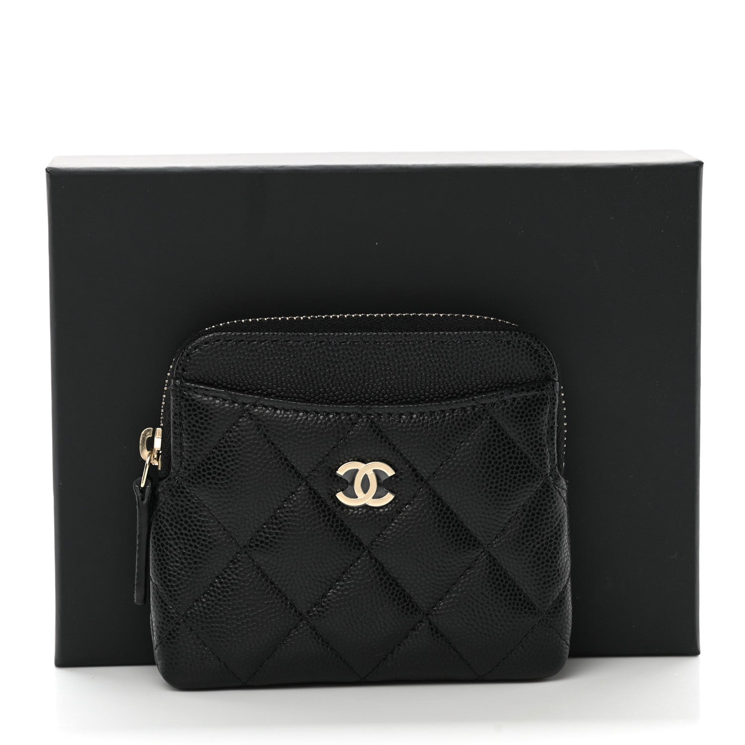 Chanel Caviar Quilted Zip Card Holder Wallet Black 9 of 9