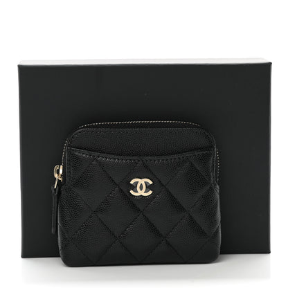 Chanel Caviar Quilted Zip Card Holder Wallet Black 9 of 9