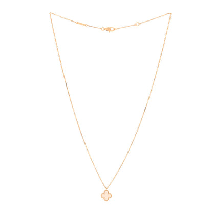 Van Cleef & Arpels 18K Yellow Gold Mother of Pearl Sweet Alhambra Pendant Necklace 3 of 6