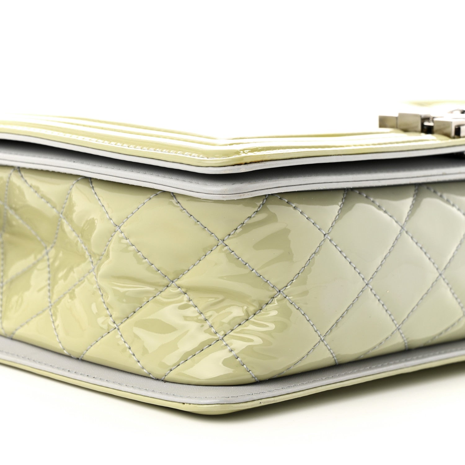 Chanel Patent Chevron Quilted New Medium Boy Flap Light Blue 9 of 11