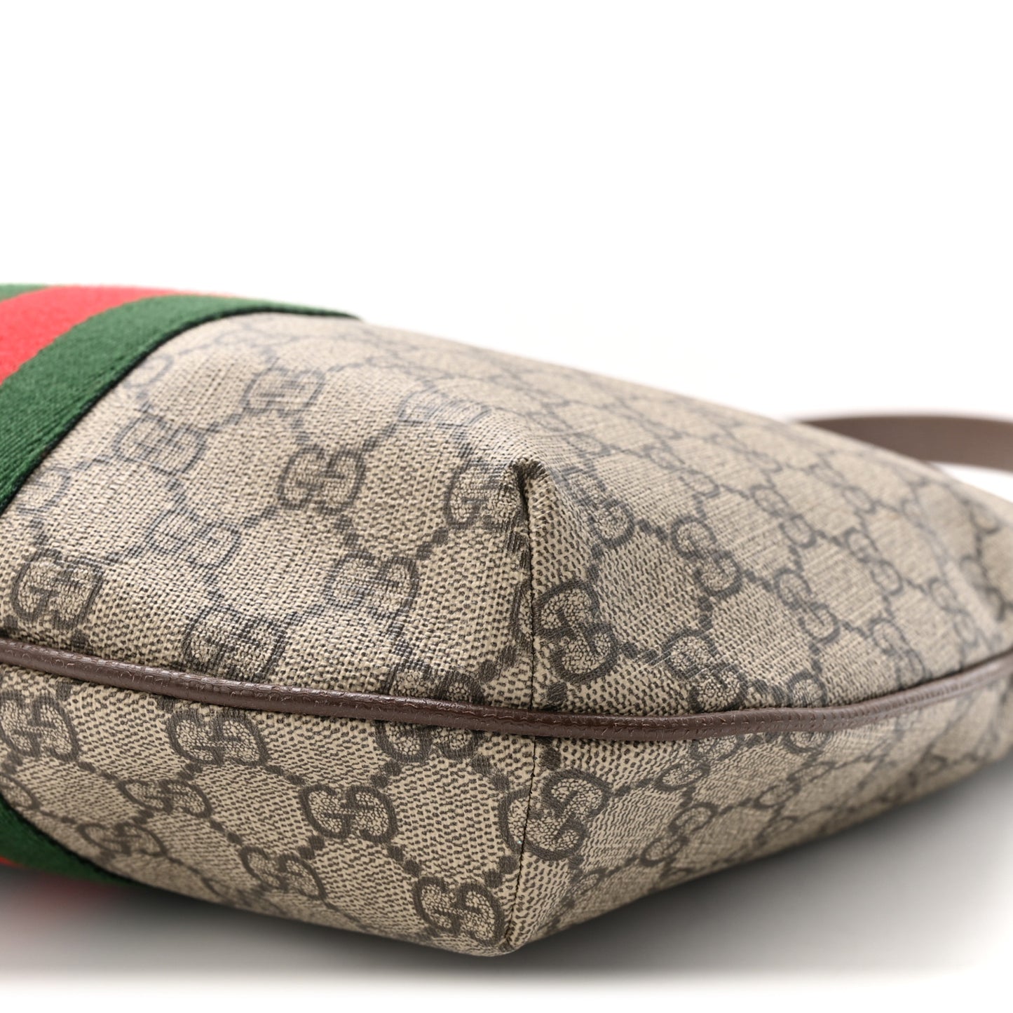 GG Supreme Monogram Web Small Ophidia Half Moon Hobo Brown