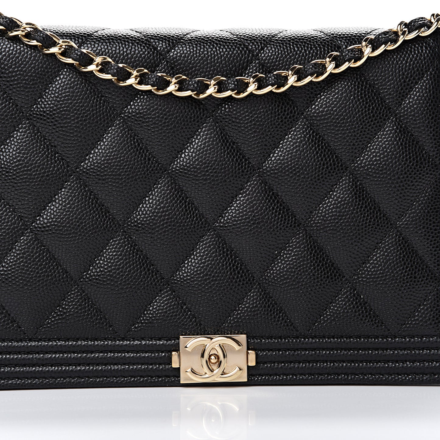 Caviar Quilted Boy Wallet On Chain WOC Black
