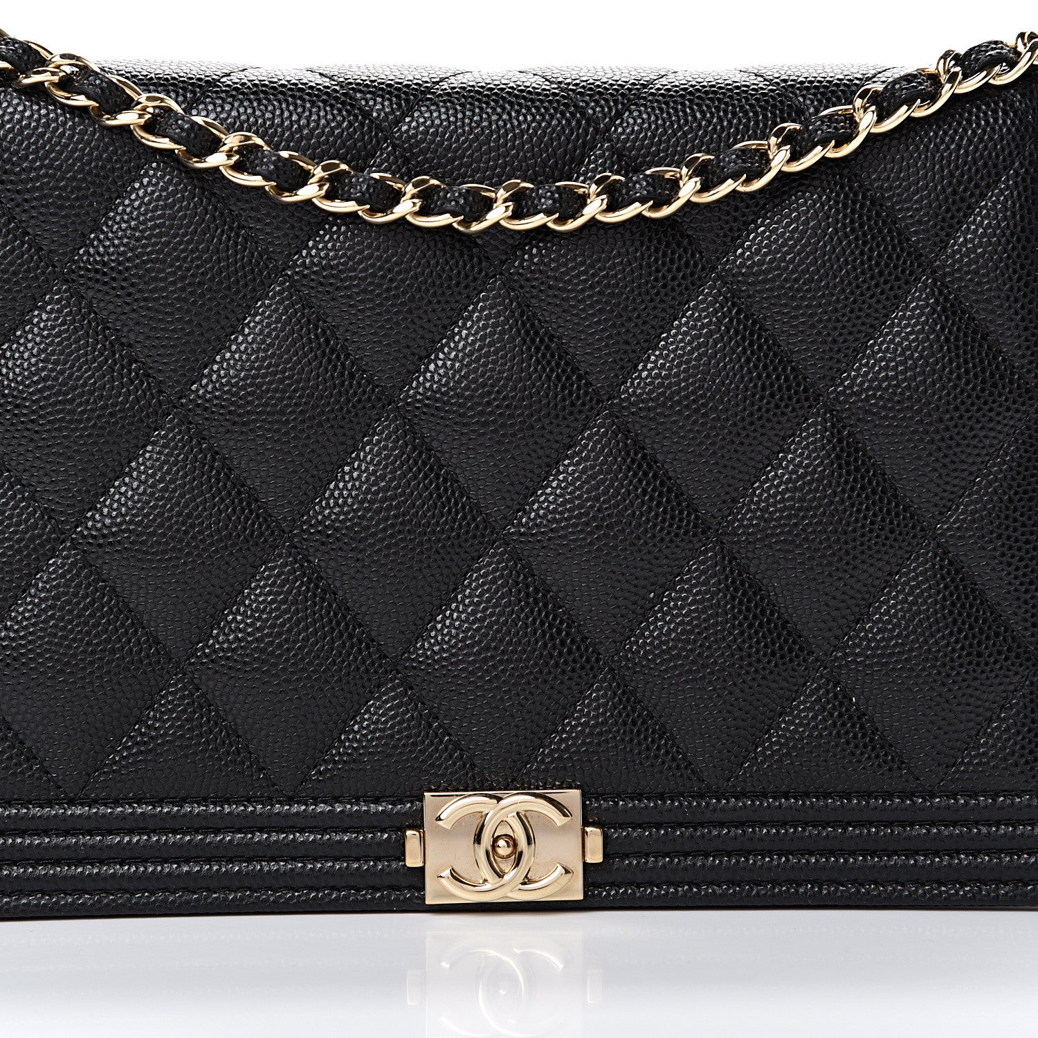 Chanel Caviar Quilted Boy Wallet On Chain WOC Black 8 of 13