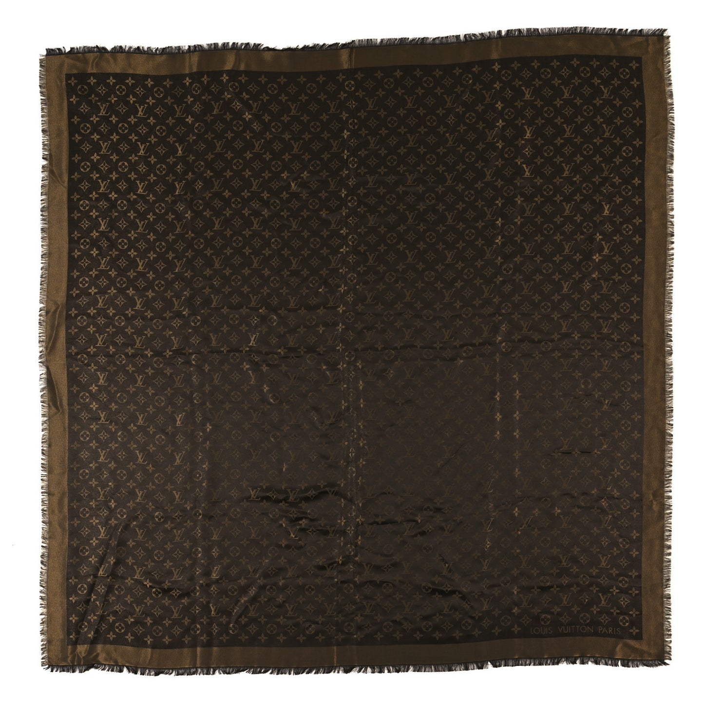 Silk Lurex Wool Monogram Shine Shawl Marron