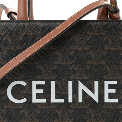 Celine Triomphe Canvas Calfskin Mini Vertical Cabas Tan 8 of 11