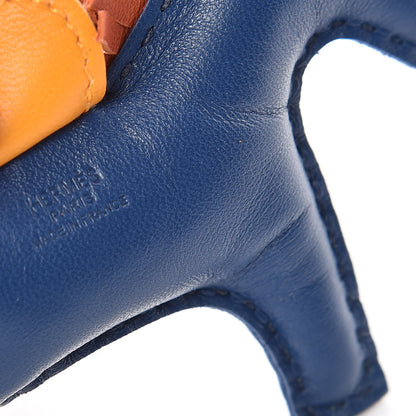 Hermes Milo Lambskin Grigri Rodeo Horse Bag Charm PM Bleu de Malte Cornaline Jaune D'Or 3 of 4
