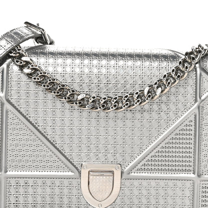 Christian Dior Metallic Patent Micro-Cannage Medium Diorama Flap Bag Silver 8 of 10