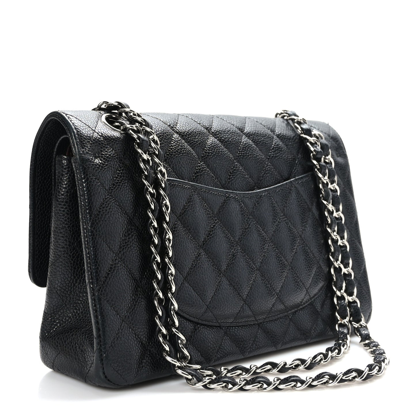 Caviar Quilted Medium Double Flap Black
