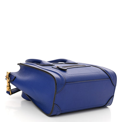 Celine Drummed Calfskin Nano Luggage Indigo 4 of 10