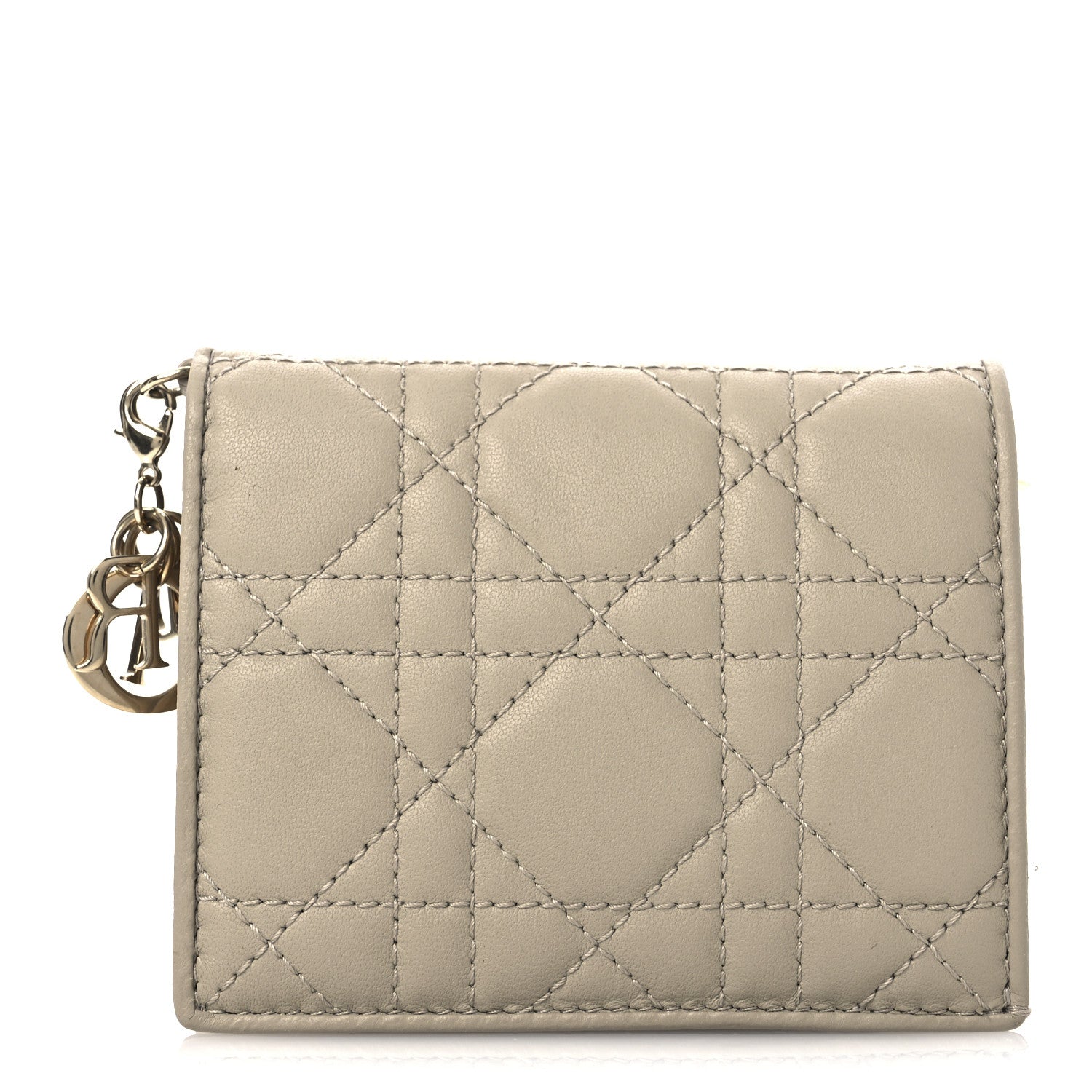 Christian Dior Lambskin Cannage Medium Lady Dior Flap Card Holder Sable 1 of 10