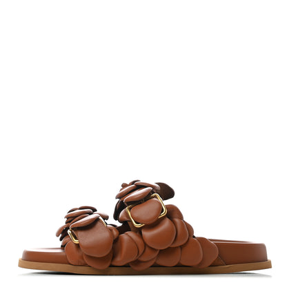 Valentino Garavani Calfskin Atelier 03 Rose Edition Double Buckle Slide Sandals 39 Cuoio 1 of 6