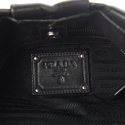 Prada Soft Calfskin Pleated Hobo Black 6 of 8