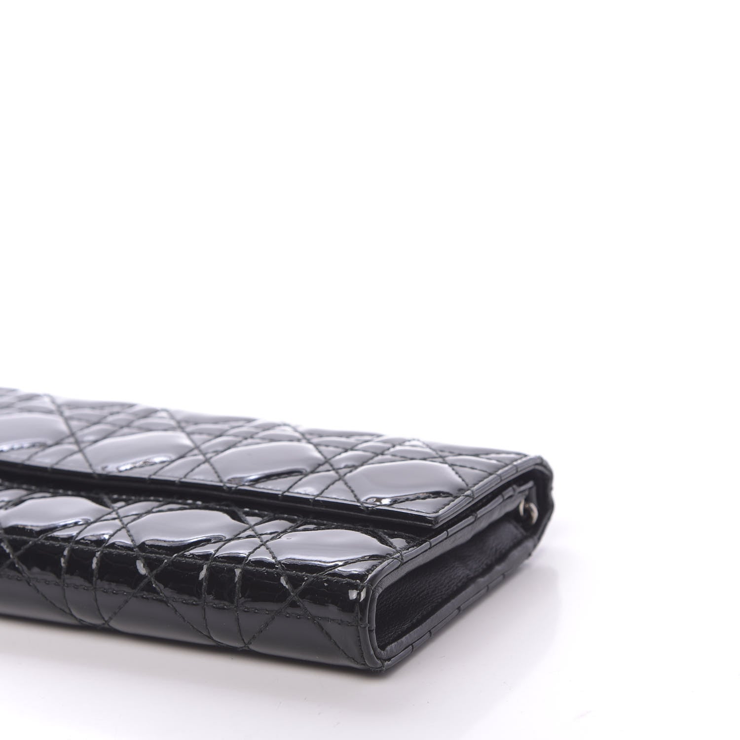 Christian Dior Patent Cannage Rendez-vous Chain Wallet Black 8 of 9
