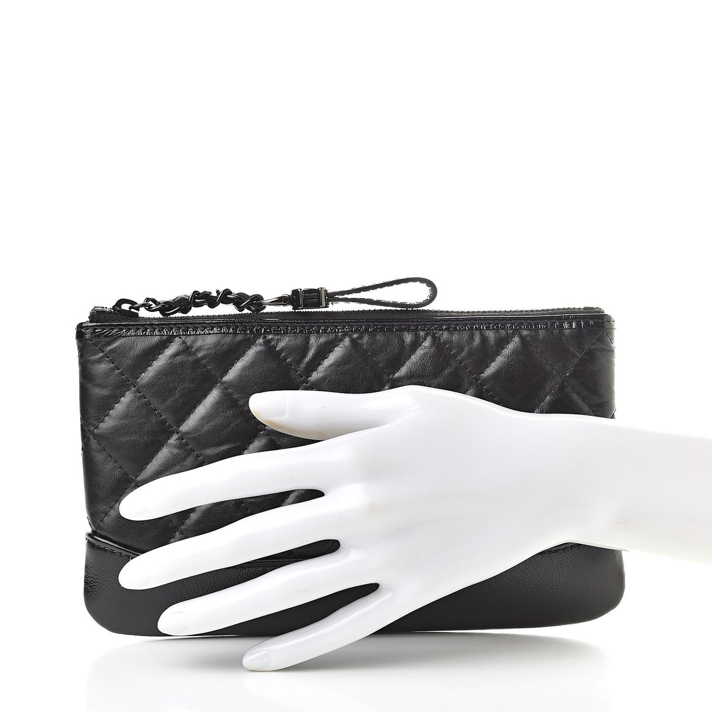 Aged Calfskin Quilted Small Gabrielle Pouch So Black