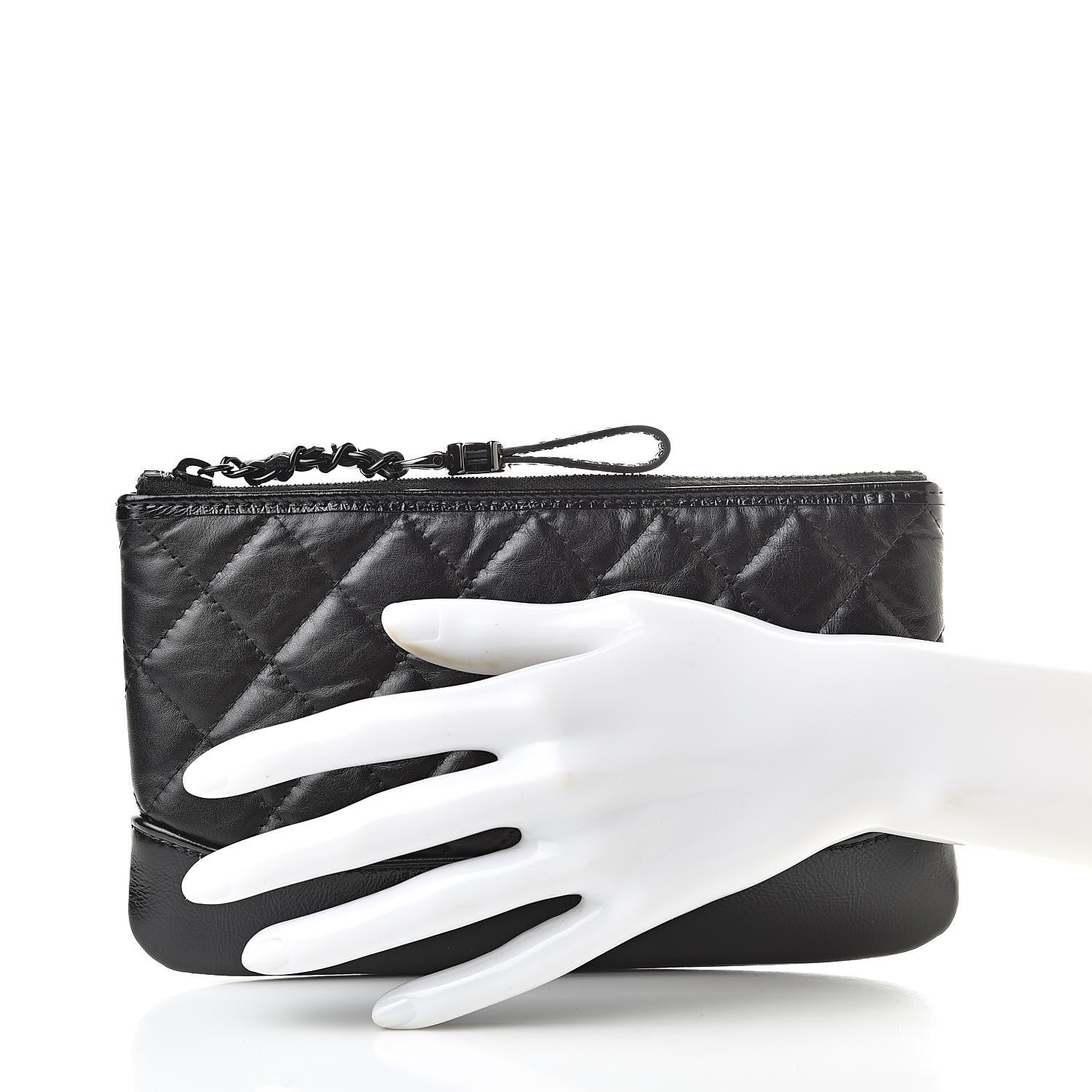 Chanel Aged Calfskin Quilted Small Gabrielle Pouch So Black 2 of 8