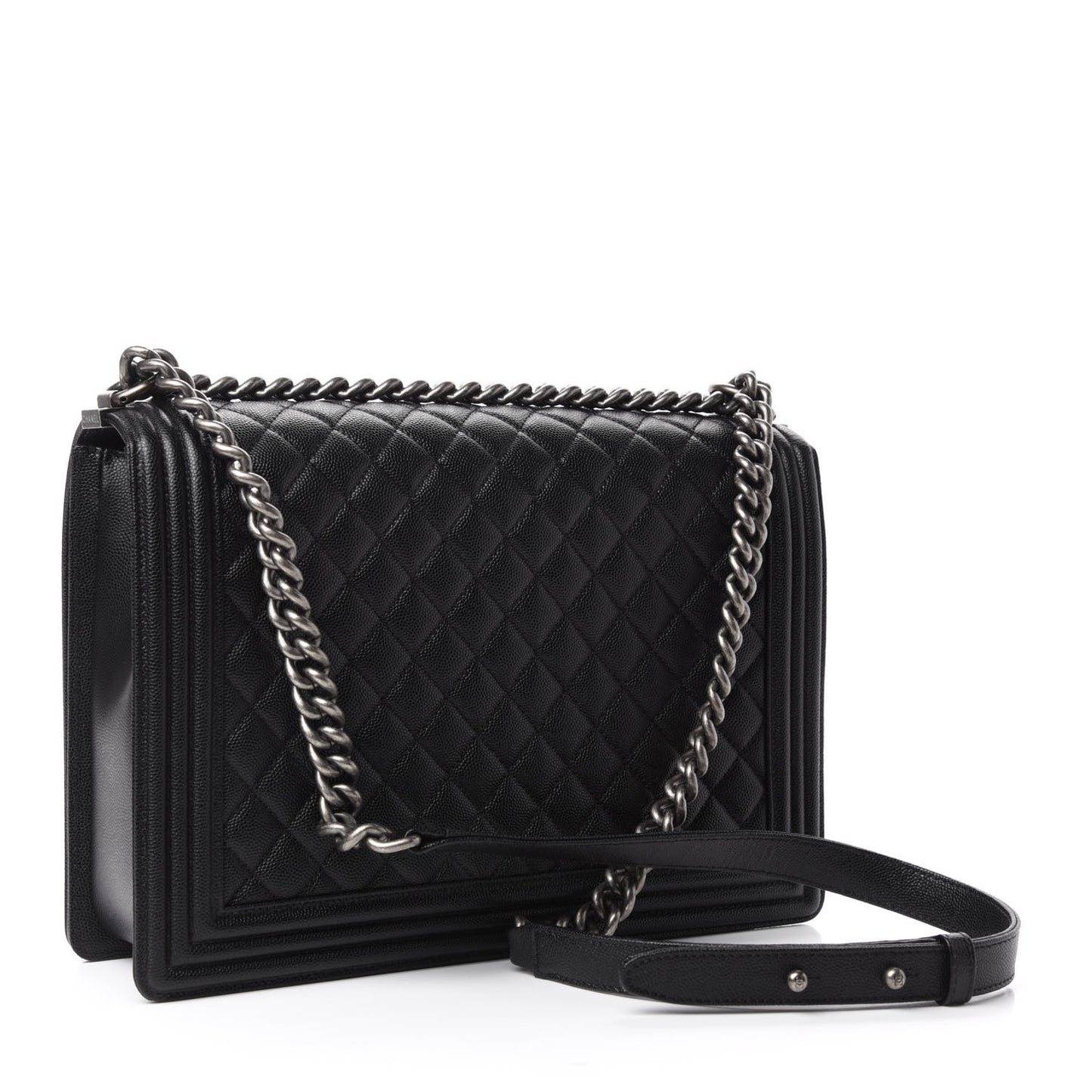 Caviar Quilted Large Boy Flap Black