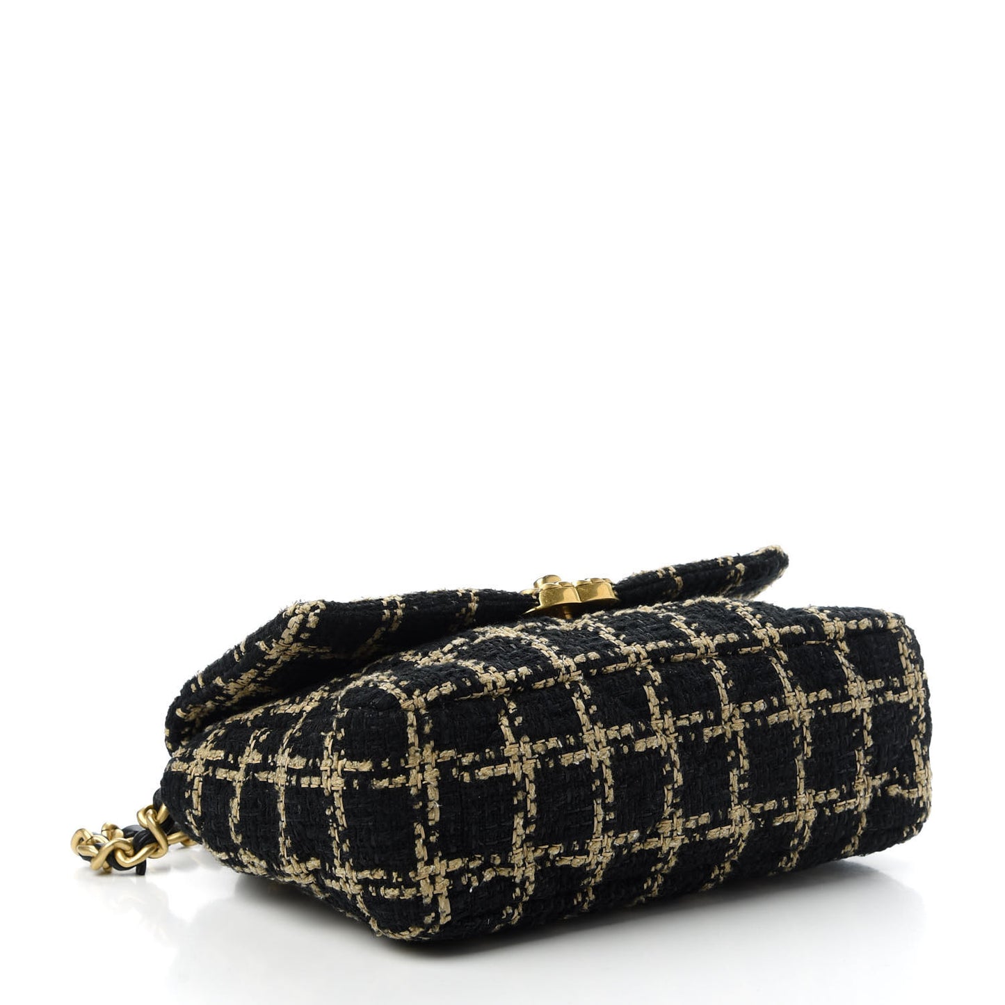 Tweed Quilted Medium Chanel 19 Flap Black Beige