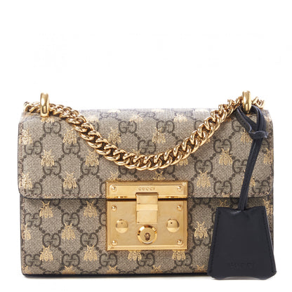 Gucci GG Supreme Monogram Bees Small Padlock Shoulder Bag Black 1 of 10